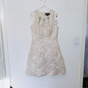Vintage Cream Textured Mini Dress